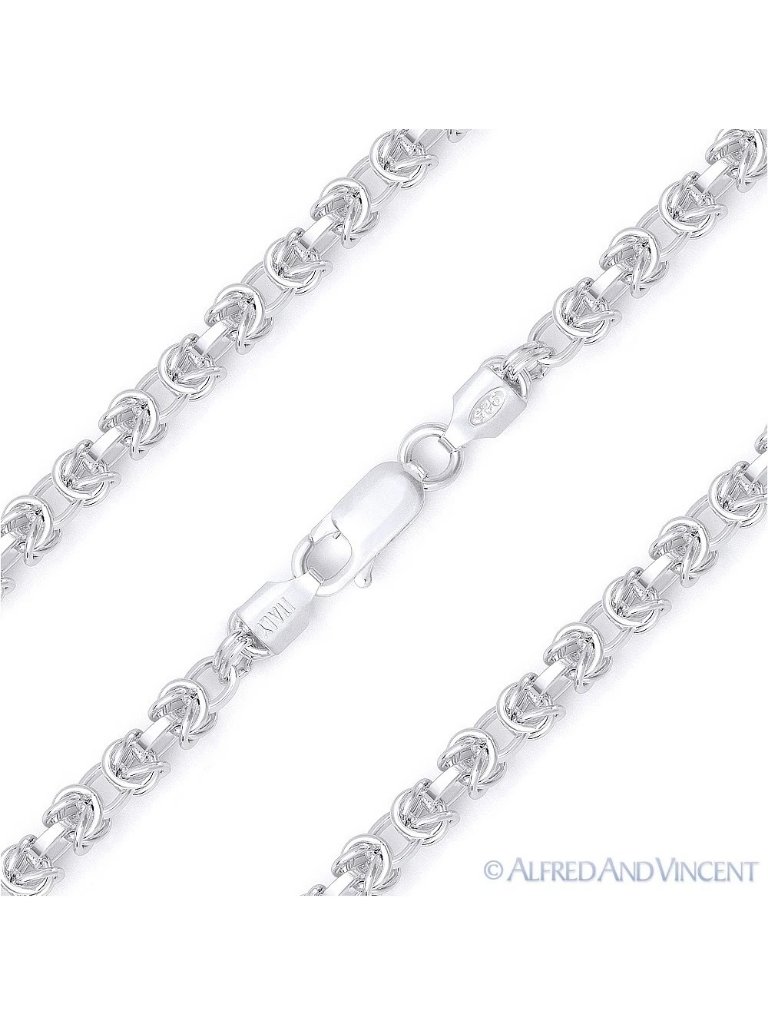 3.5mm Byzantine Bali Link Chain Necklace In Solid Italy .925 Sterling Silver 24"